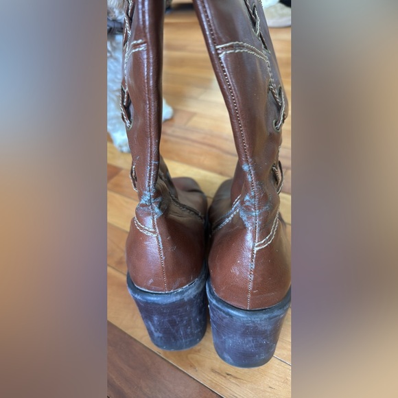 Vintage 90’s Lower East Side Faux Leather Chunky Corset Platform Boots - Picture 9 of 12